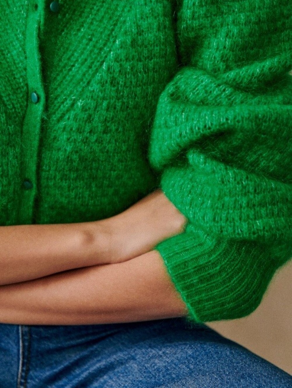 Sezane Solena Cardigan Vert Flash - Size S - Picture 3 of 7